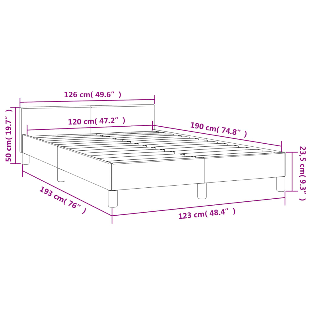 vidaXL Estructura cama con cabecero cuero sintético negro 120x190 cm