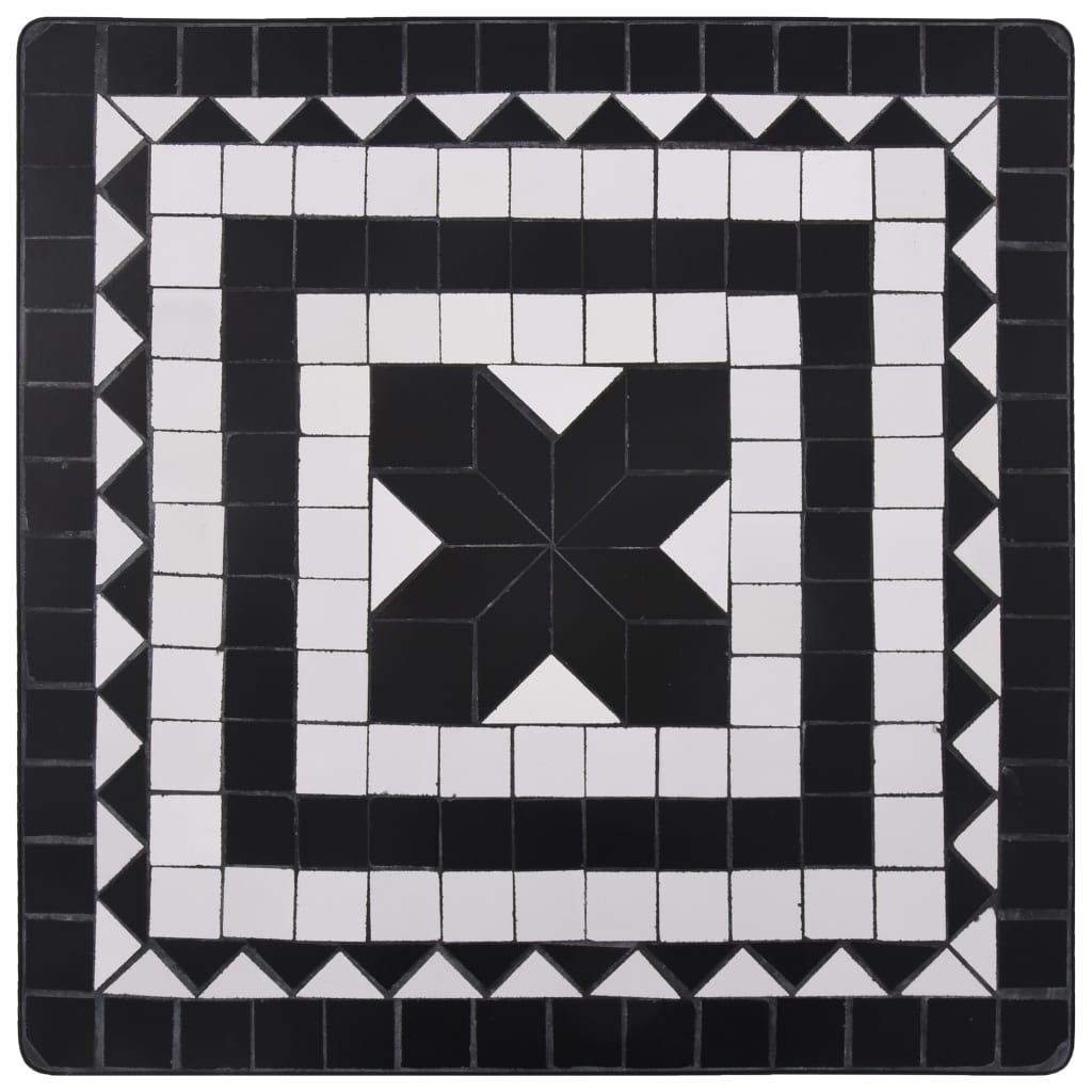 vidaXL Mesa y sillas de bistró 3 pzas mosaico cerámica negro y blanco