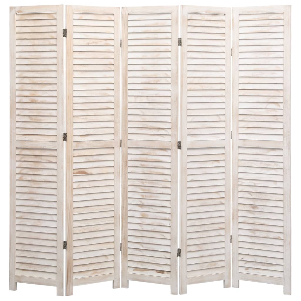 vidaXL Biombo divisor de 5 paneles madera blanco 175x165 cm