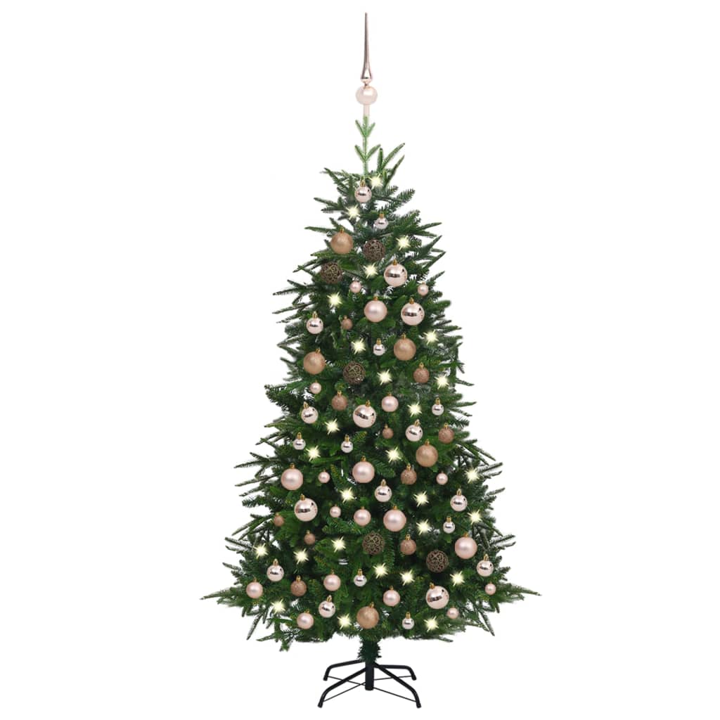 vidaXL Árbol de Navidad con LED y bolas PVC&PE verde 180 cm