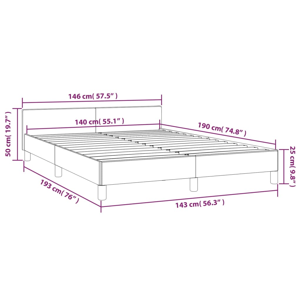 vidaXL Estructura cama con cabecero terciopelo gris oscuro 140x190 cm
