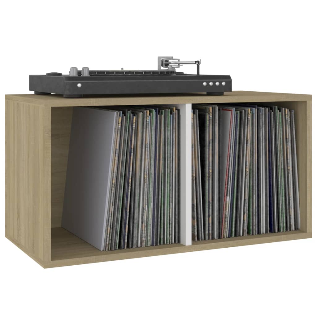 vidaXL Caja para discos de vinilo madera contrachapada 71x34x36 cm