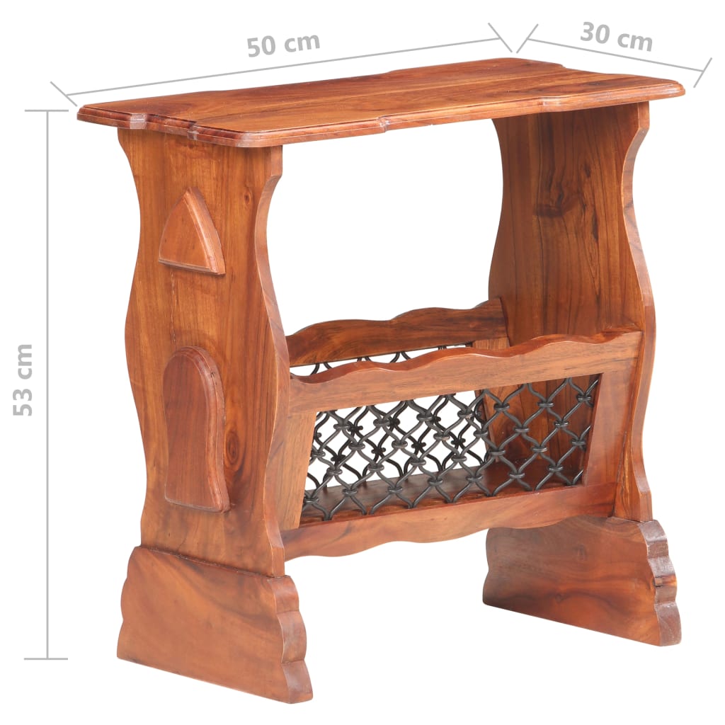 vidaXL Revistero de madera maciza de acacia 50x30x53 cm