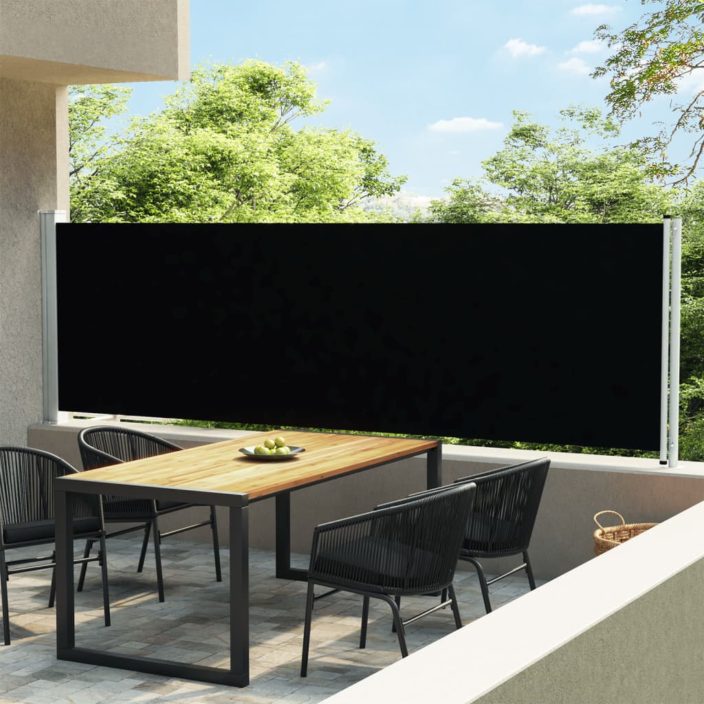 vidaXL Toldo lateral retráctil para patio negro 140x600 cm