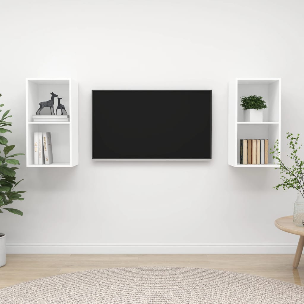 vidaXL Muebles de pared para TV 2 uds madera contrachapada blanco