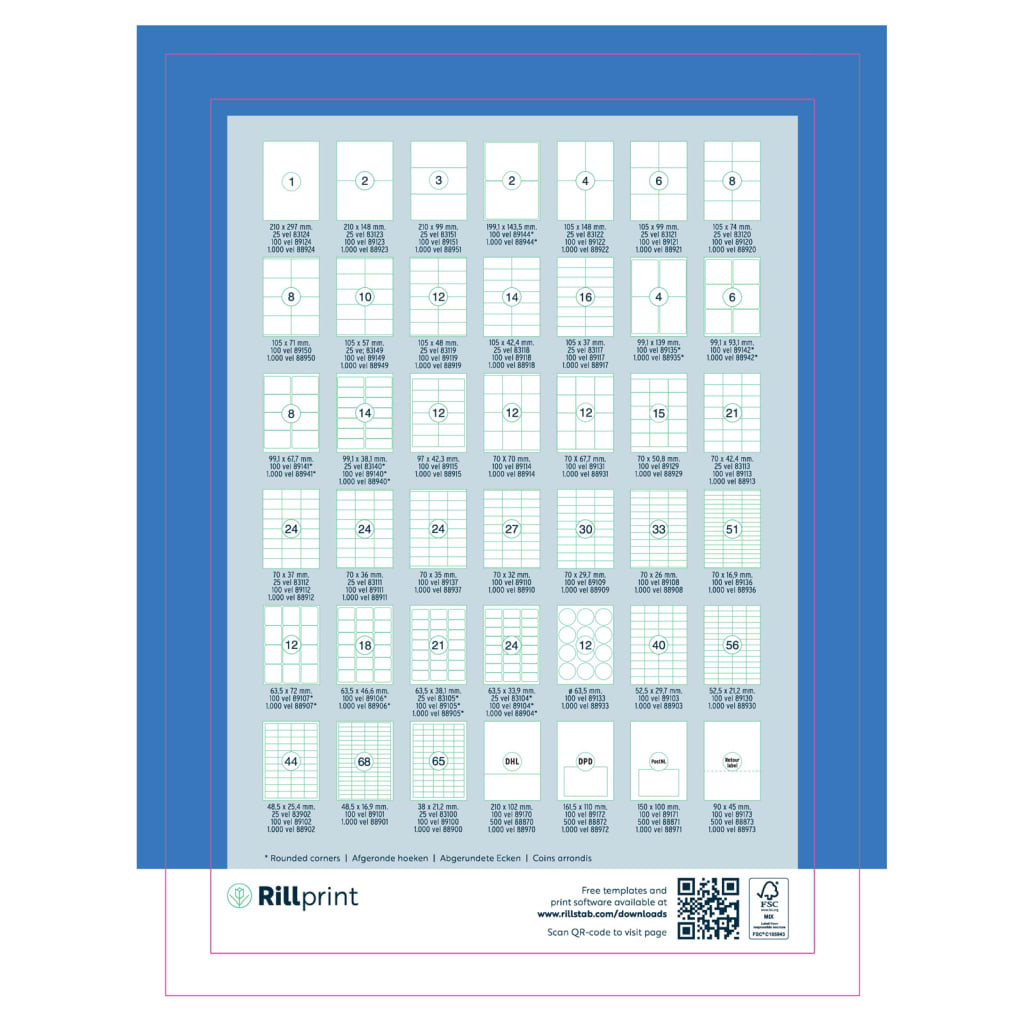 rillprint Etiquetas autoadhesivas 105x37 mm 1000 hojas blanco