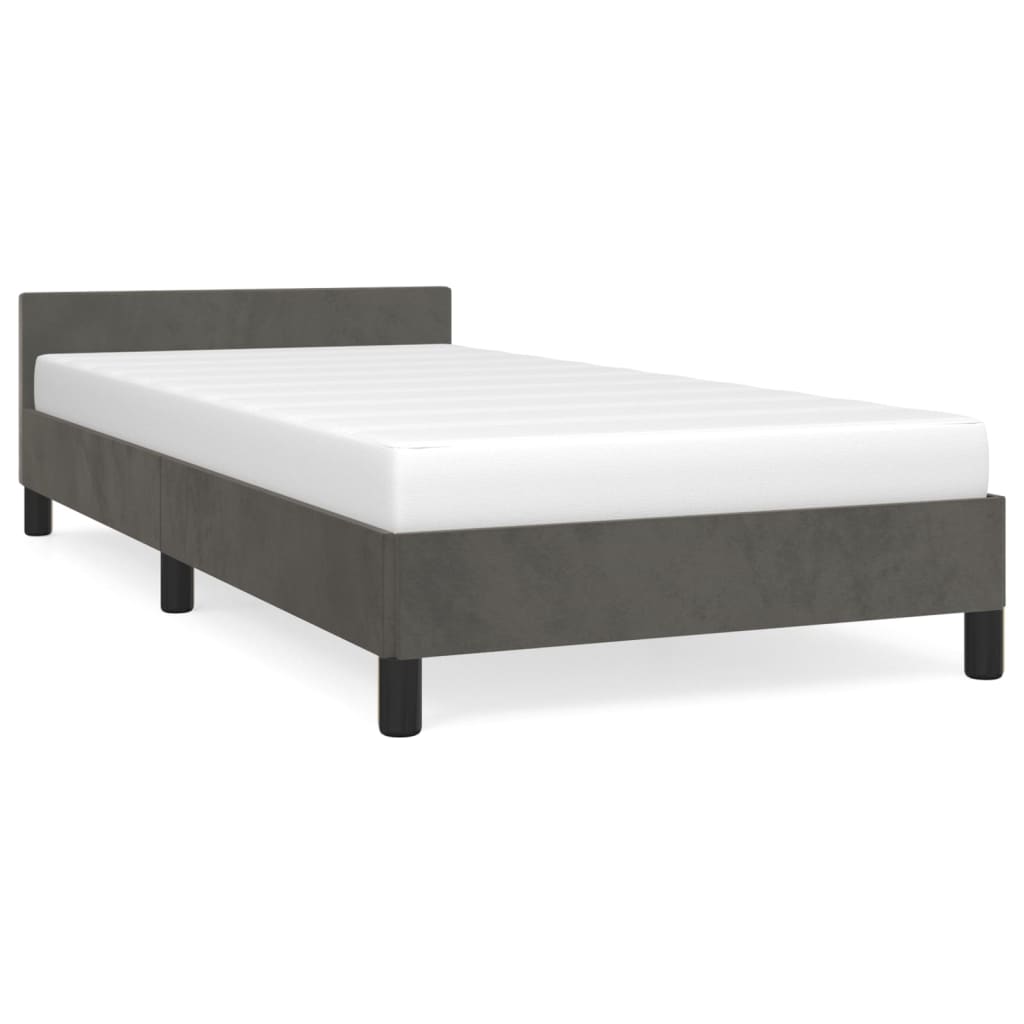 vidaXL Estructura de cama con cabecero terciopelo gris oscuro 90x200cm