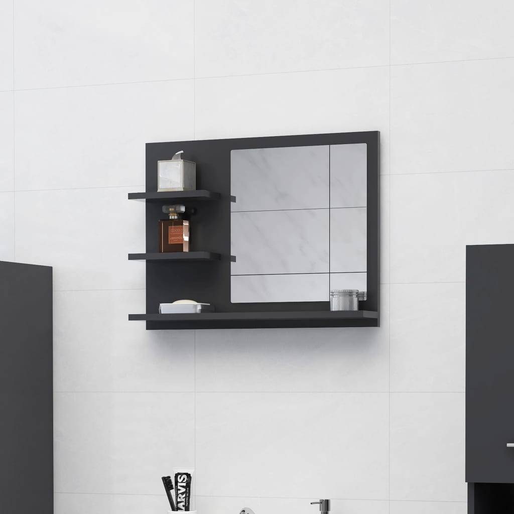 vidaXL Espejo de baño aglomerado gris 60x10,5x45 cm