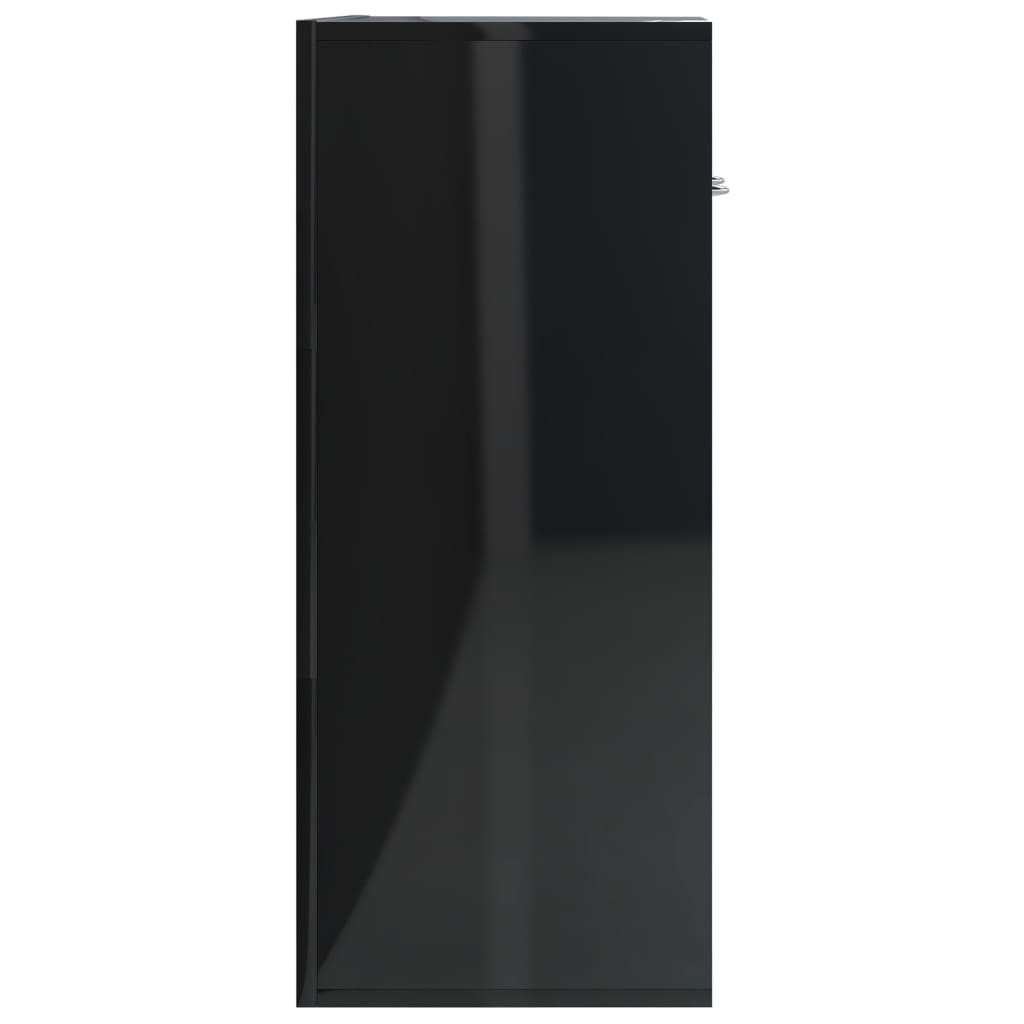 vidaXL Aparador de madera contrachapada negro brillante 60x30x75 cm