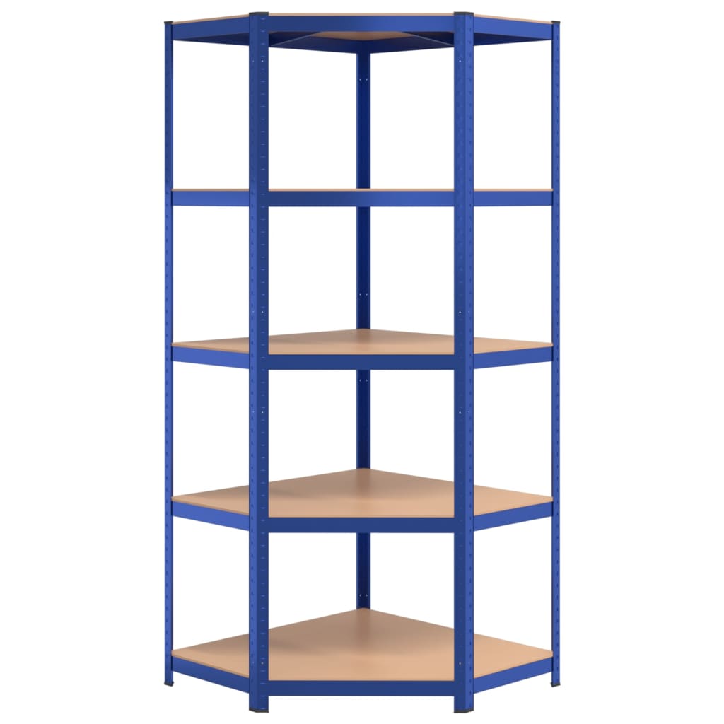 vidaXL Estantería 5 niveles 4 uds acero y madera contrachapada azul
