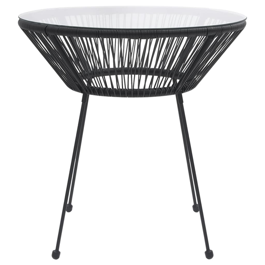 vidaXL Mesa de comedor de jardín acero y vidrio negra Ø70x74 cm