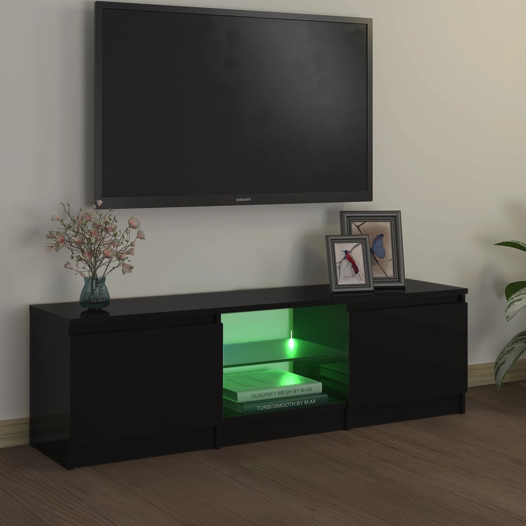 vidaXL Mueble para TV con luces LED negro 120x30x35,5 cm