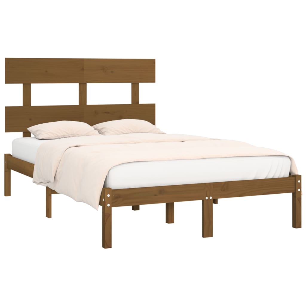 vidaXL Estructura de cama madera maciza King marrón miel 150x200 cm