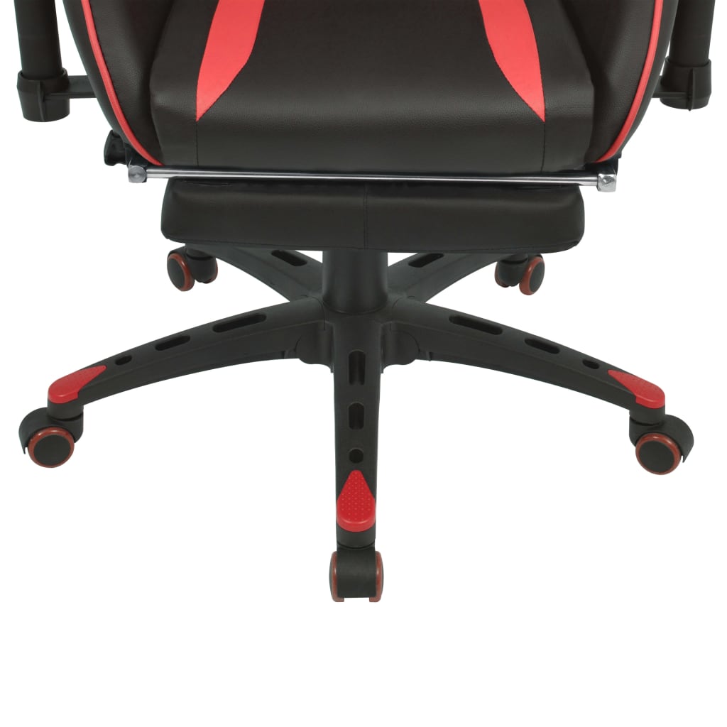 vidaXL Silla de oficina racing reclinable con reposapiés rojo