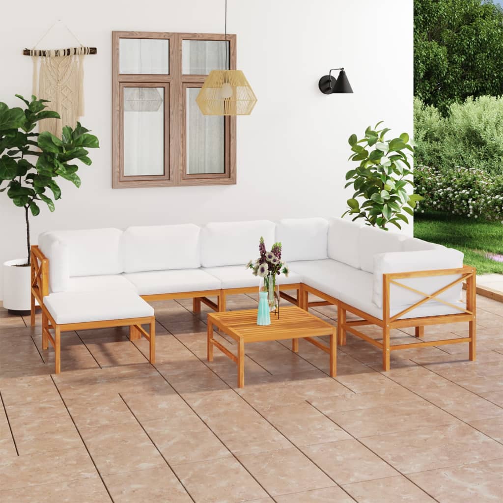 vidaXL Set de muebles de jardín 8 pzas madera de teca y cojines crema