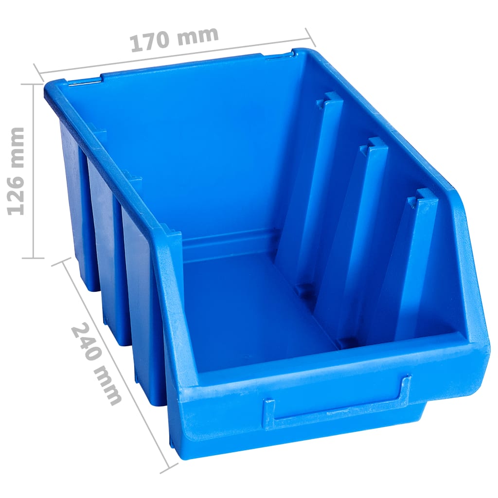 vidaXL Contenedores de almacenaje apilables 20 unidades plástico azul