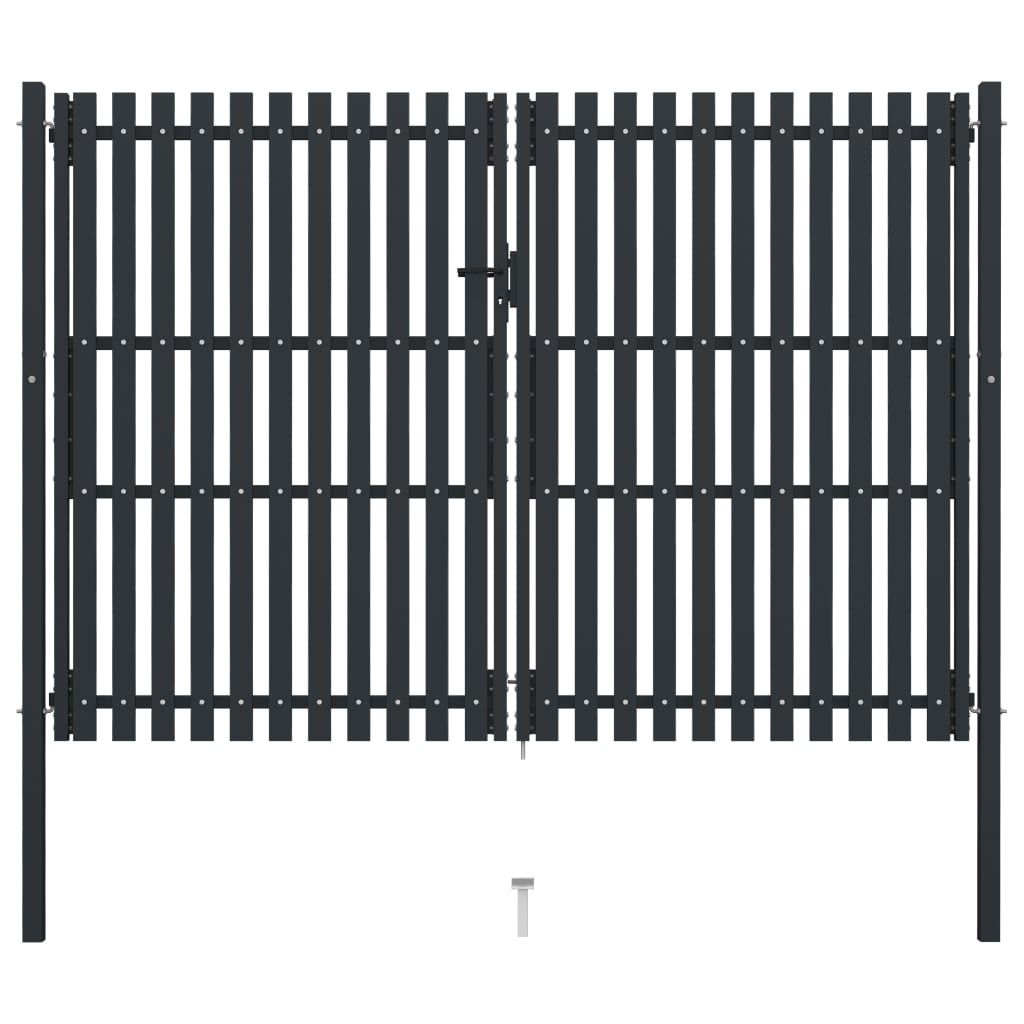 vidaXL Cancela doble de valla de acero gris antracita 306x250 cm