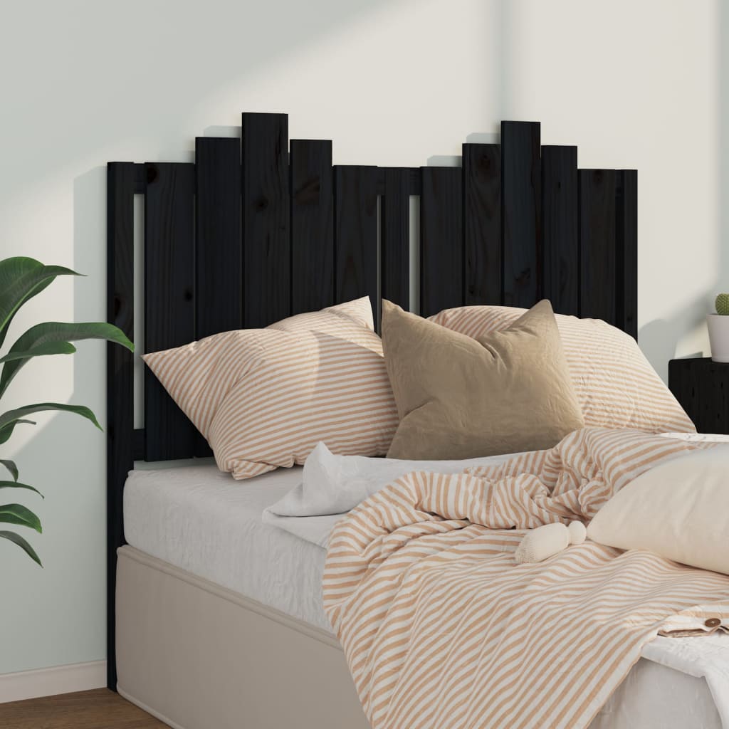 vidaXL Cabecero de cama madera maciza de pino negro 126x4x110 cm