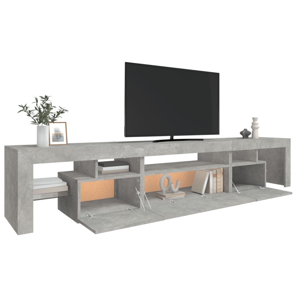 vidaXL Mueble de TV con luces LED gris hormigón 215x36,5x40 cm