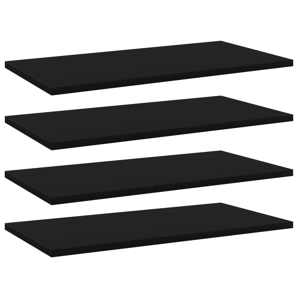vidaXL Estantes de estantería 4 ud madera ingeniería negro 60x30x1,5cm