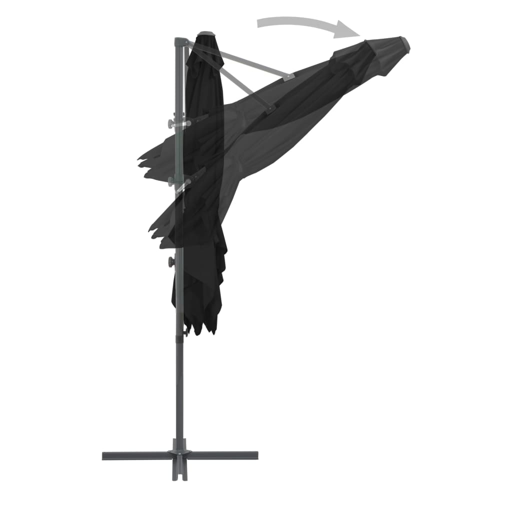 vidaXL Sombrilla voladiza con poste de acero negro 250x250 cm