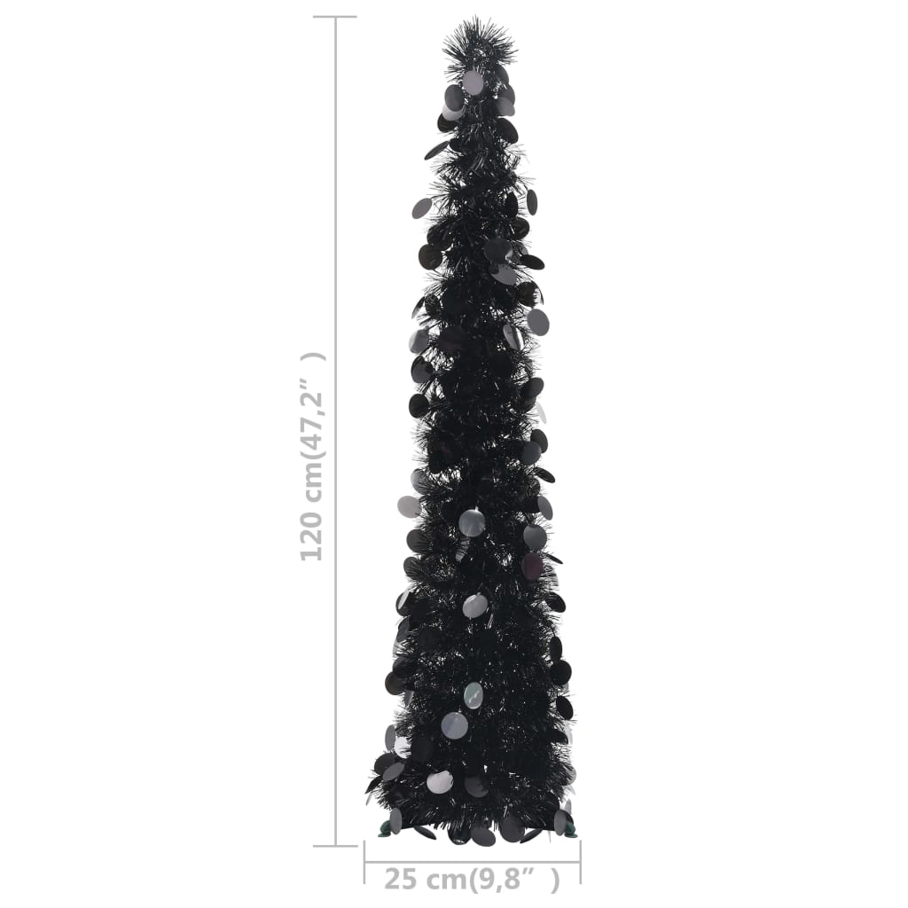 vidaXL Árbol de Navidad artificial emergente PET negro 120 cm