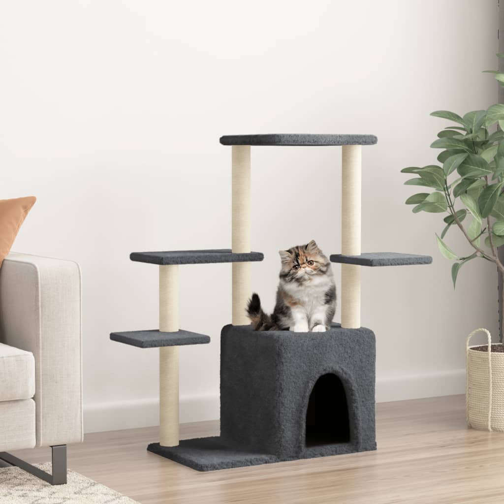 vidaXL Rascador para gatos con postes de sisal gris oscuro 97,5 cm