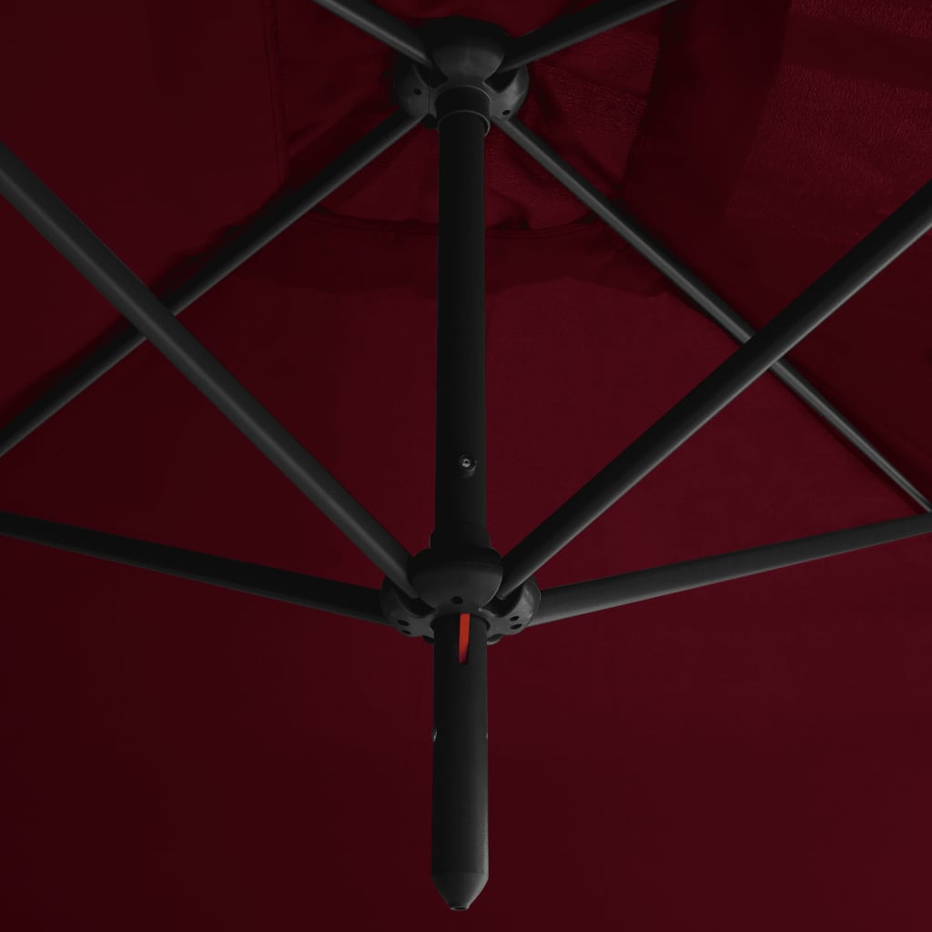 vidaXL Sombrilla doble con poste de acero rojo burdeos 600x300 cm