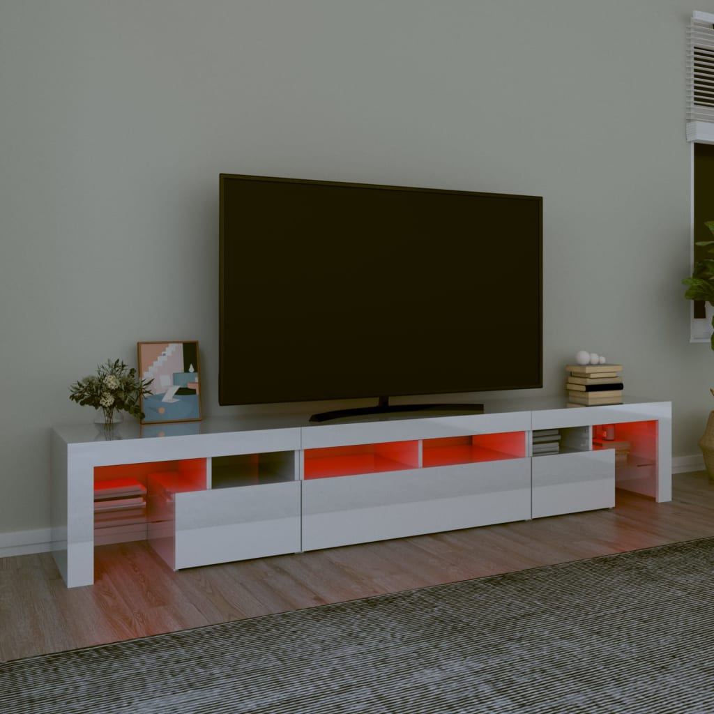vidaXL Mueble de TV con luces LED blanco brillante 230x36,5x40 cm