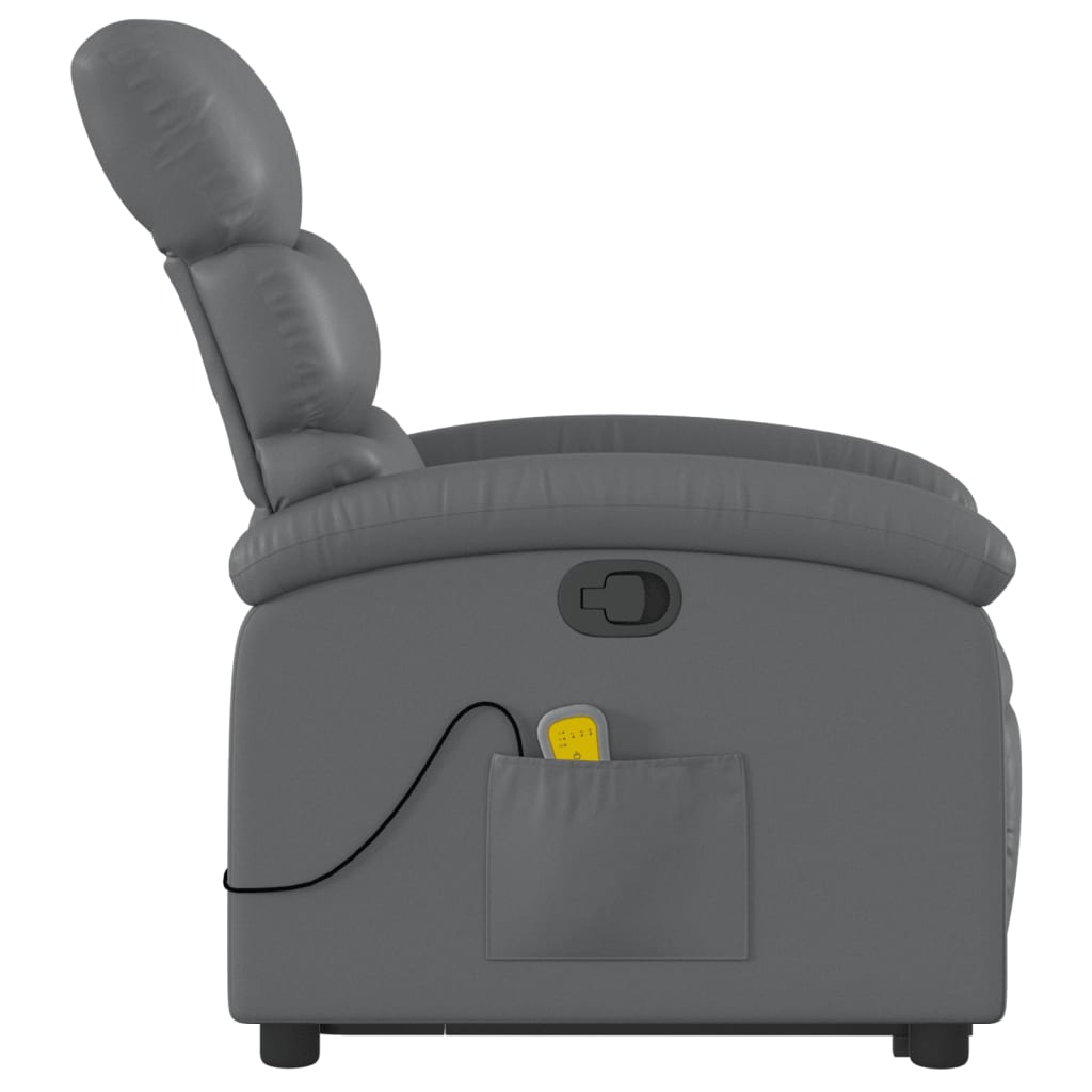 vidaXL Sillón reclinable de masaje de pie cuero artificial gris