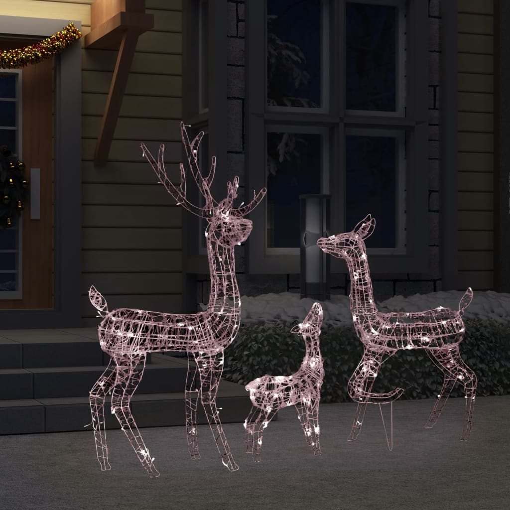 vidaXL Decoración navideña renos de acrílico 300 LED blanco cálido
