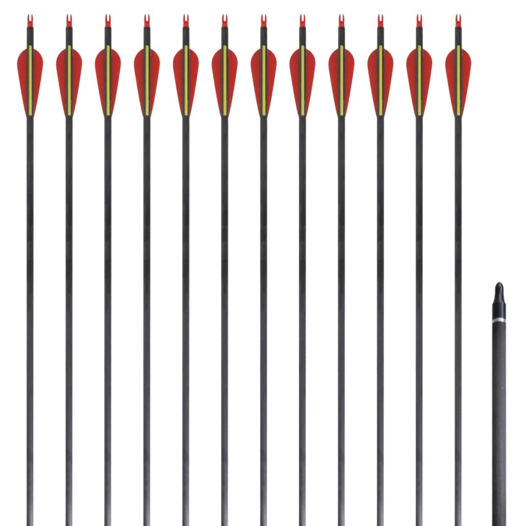 Flechas de carbono para arco recurvo estándar, 30" 0,76 cm, 12 pzas