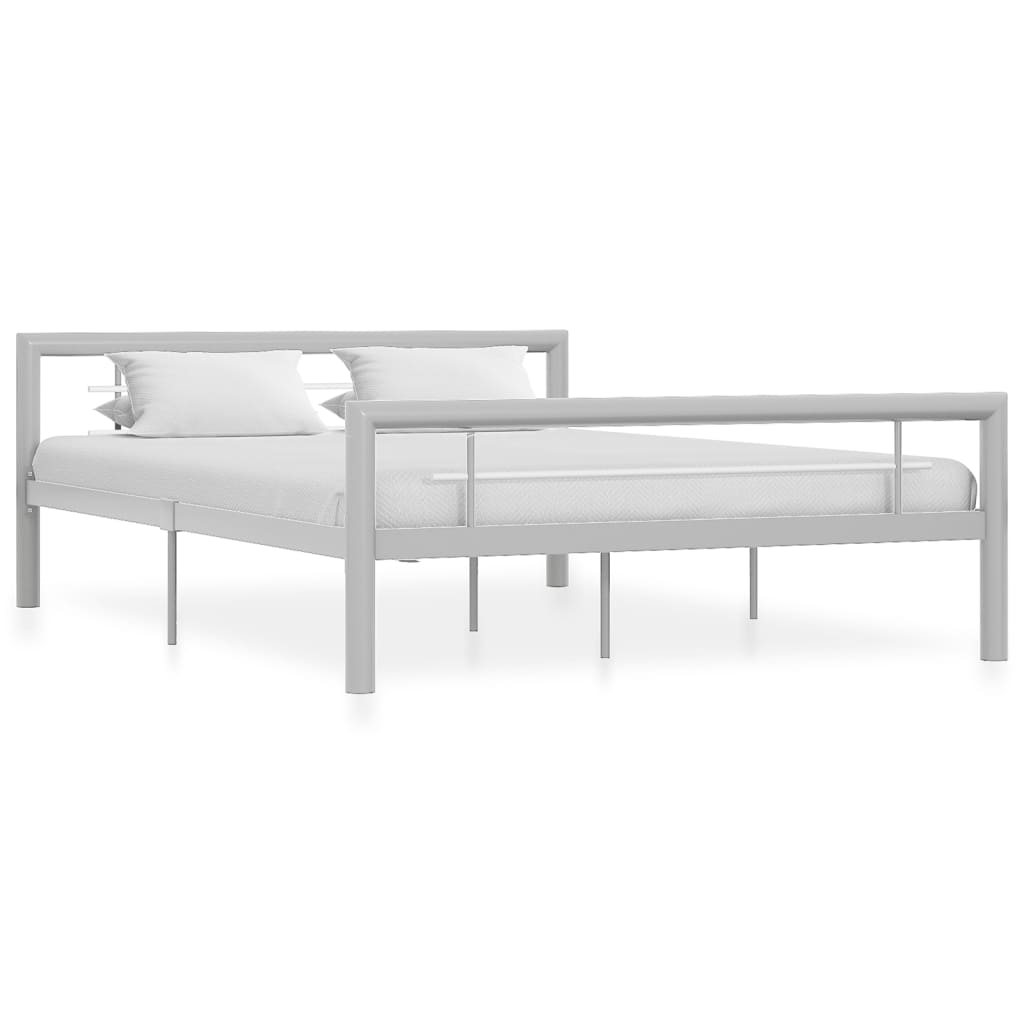 vidaXL Estructura de cama de metal gris y blanco 140x200 cm