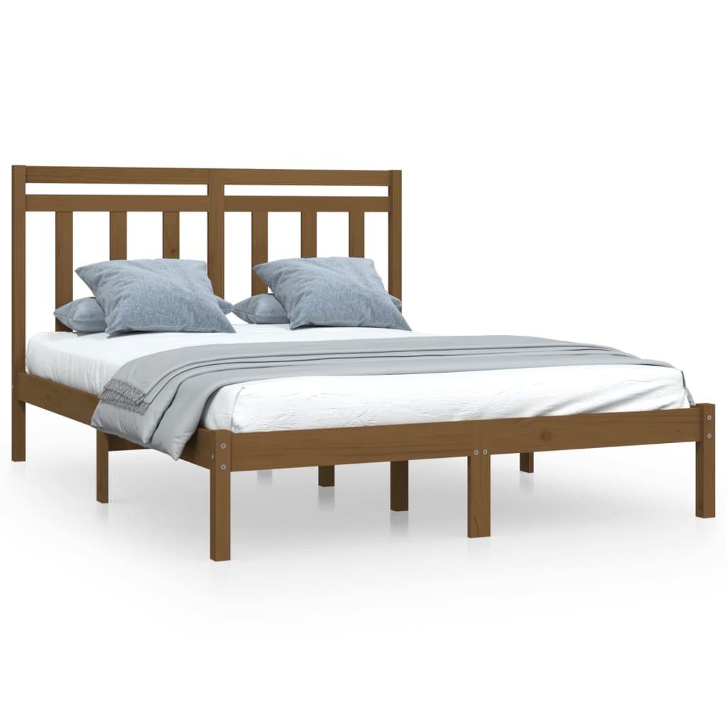 vidaXL Estructura de cama madera maciza marrón miel 140x200 cm