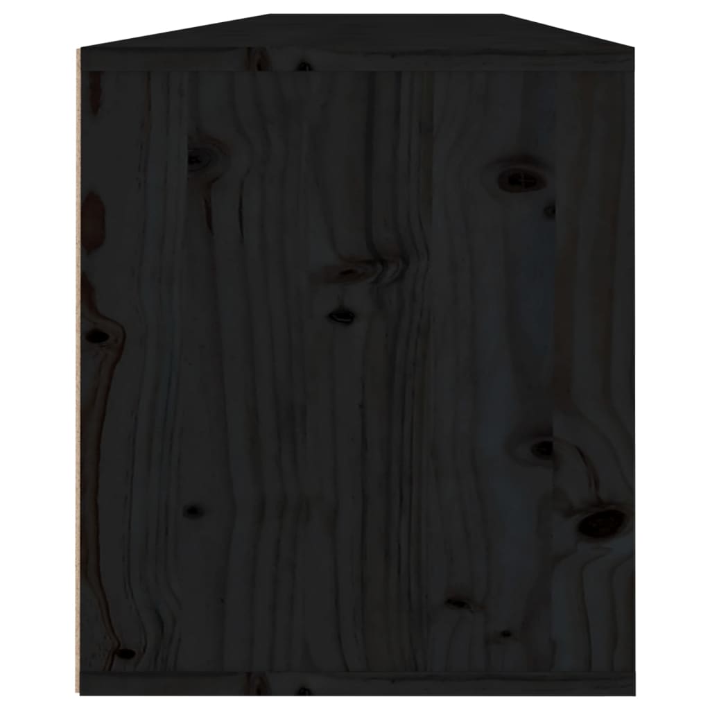 vidaXL Armario de pared 2 uds madera maciza de pino negro 80x30x35 cm