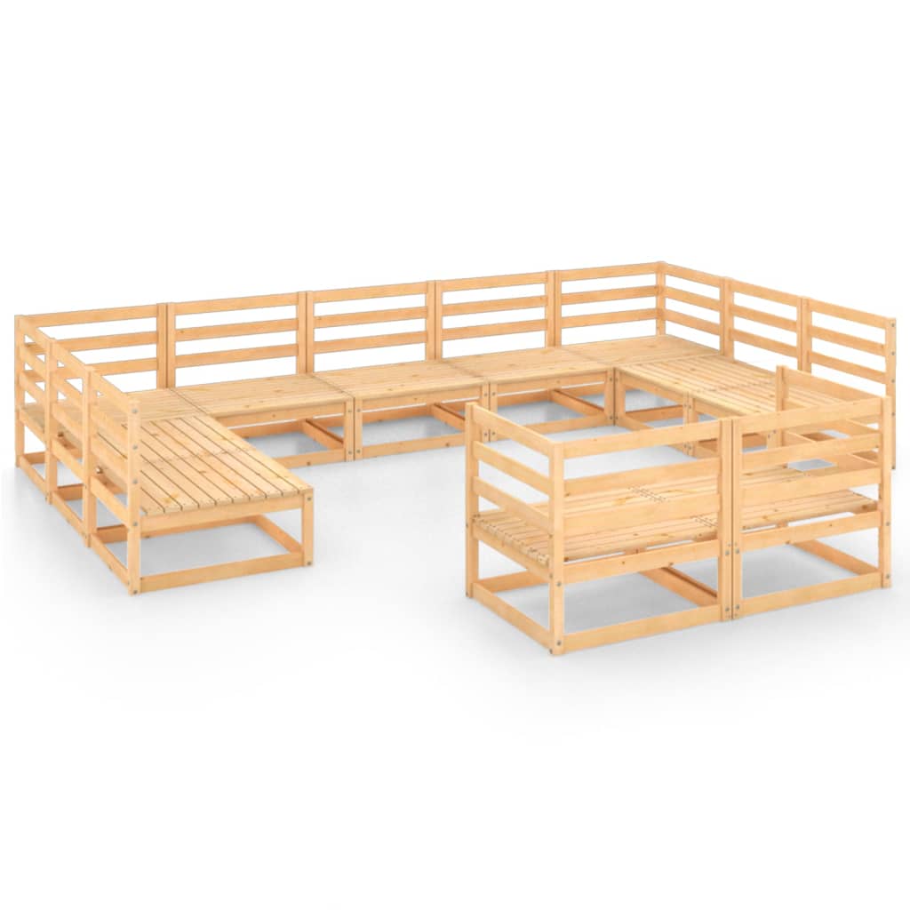 vidaXL Set de muebles de jardín 11 pzas con cojines madera pino blanco