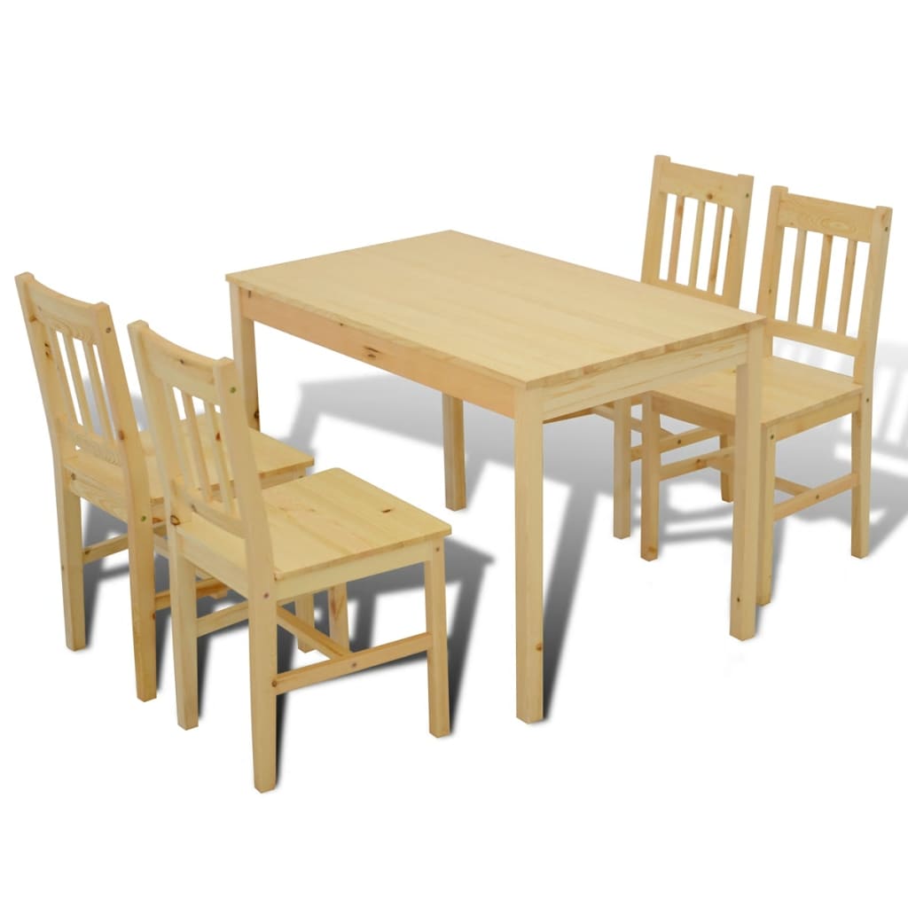 vidaXL Mesa de comedor y 4 sillasde madera color natural