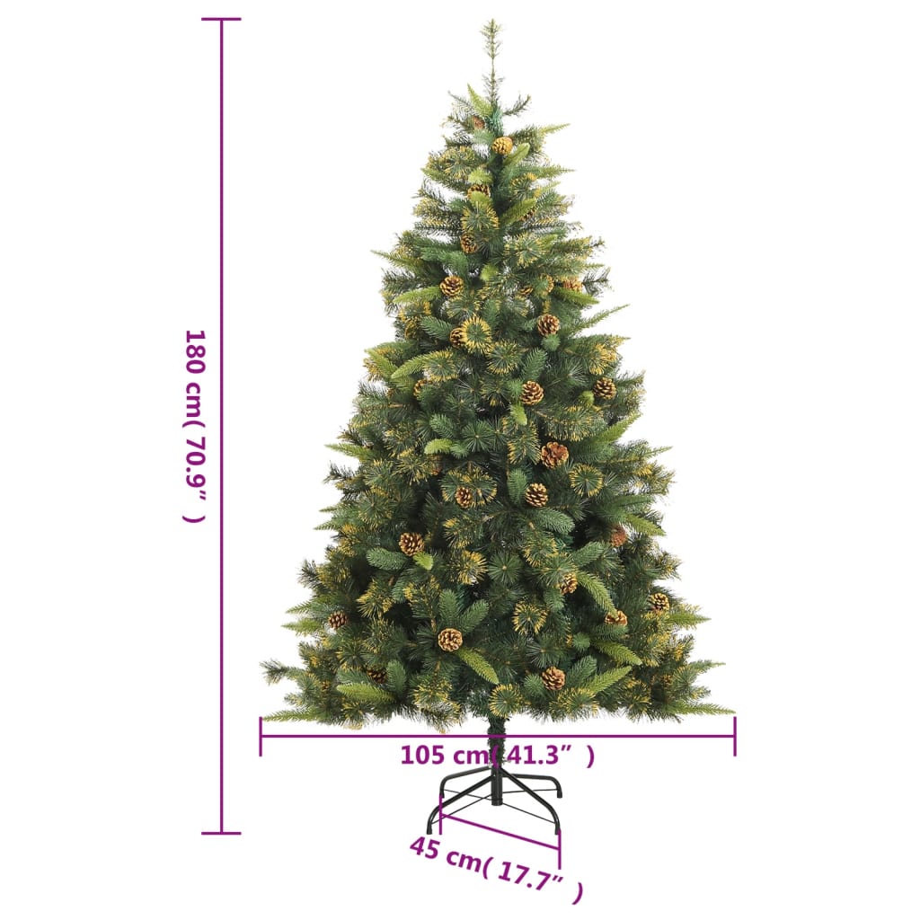 vidaXL Árbol de Navidad artificial con piñas 180 cm
