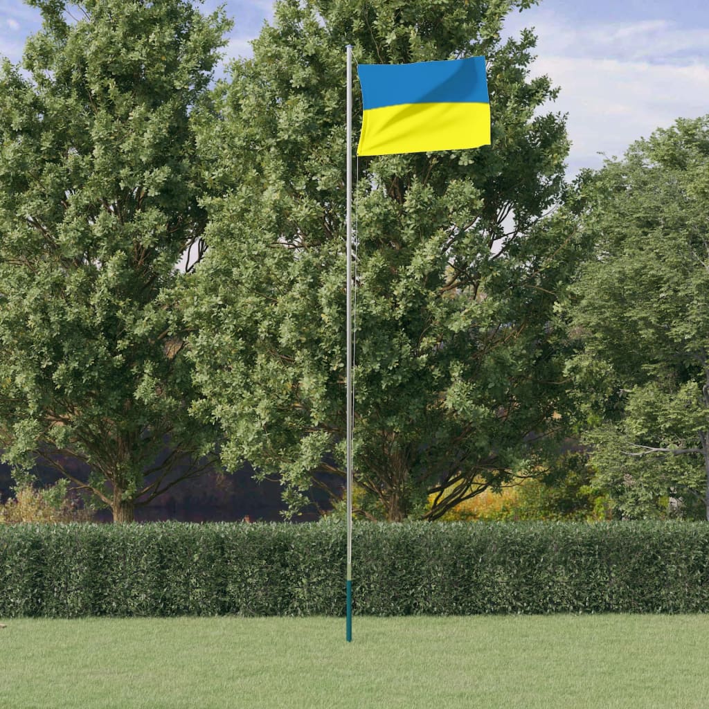 vidaXL Mástil y bandera de Ucrania aluminio 6,23 m