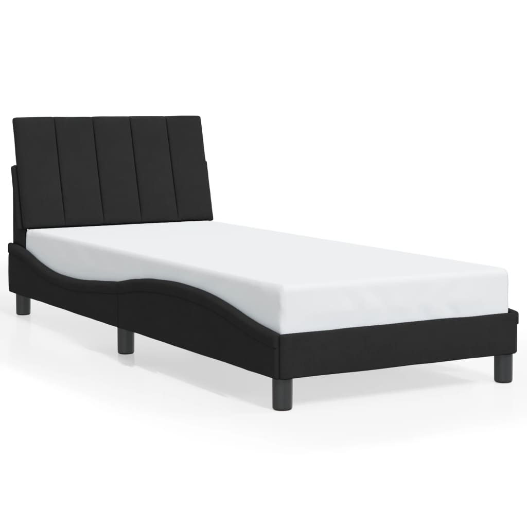 vidaXL Estructura de cama con luces LED terciopelo negro 90x200 cm