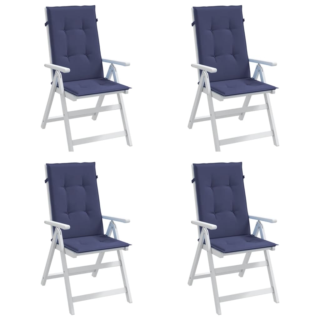 vidaXL Cojines para silla con respaldo alto 4 uds tela azul marino