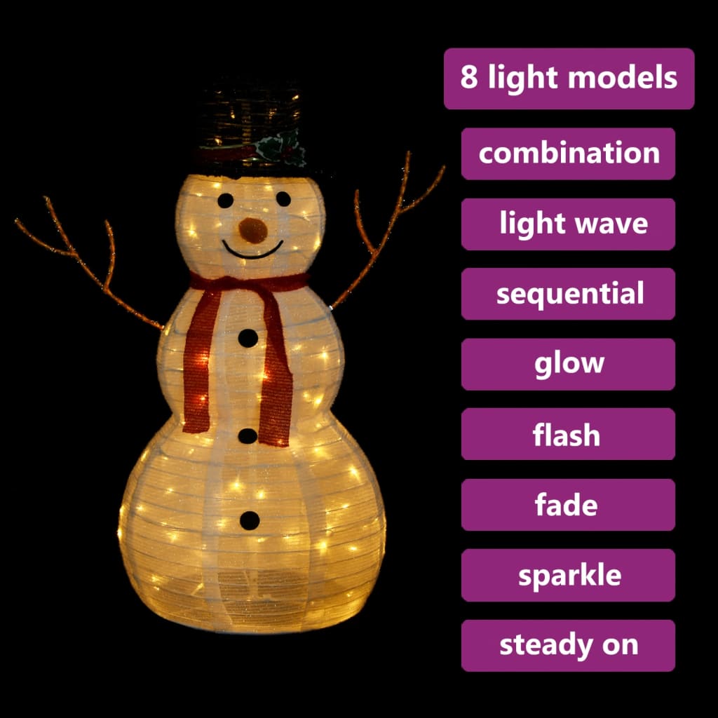 vidaXL Muñeco de nieve decorativo de Navidad con LED tela lujosa 90 cm