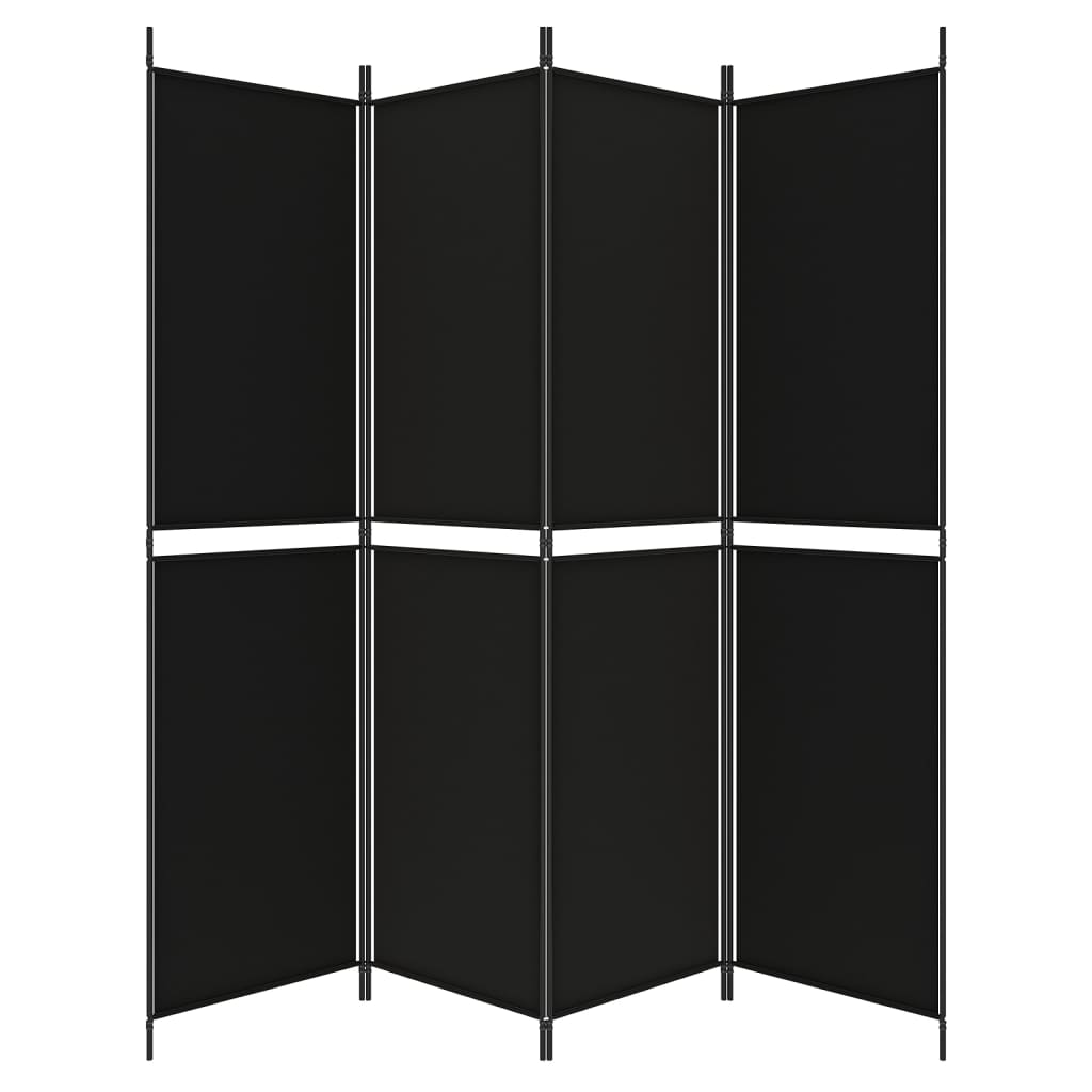 vidaXL Biombo divisor de 4 paneles de tela negro 200x200 cm