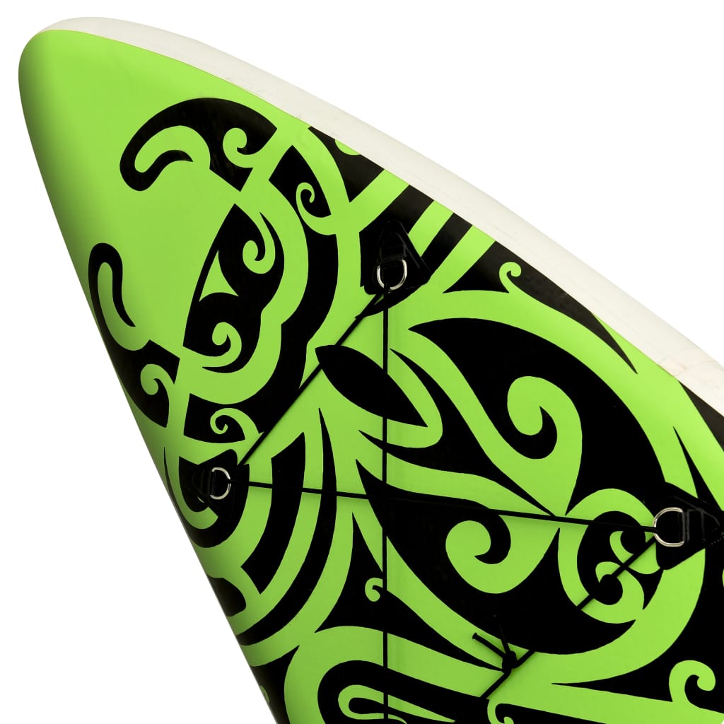 vidaXL Juego de tabla de paddle surf inflable verde 366x76x15 cm