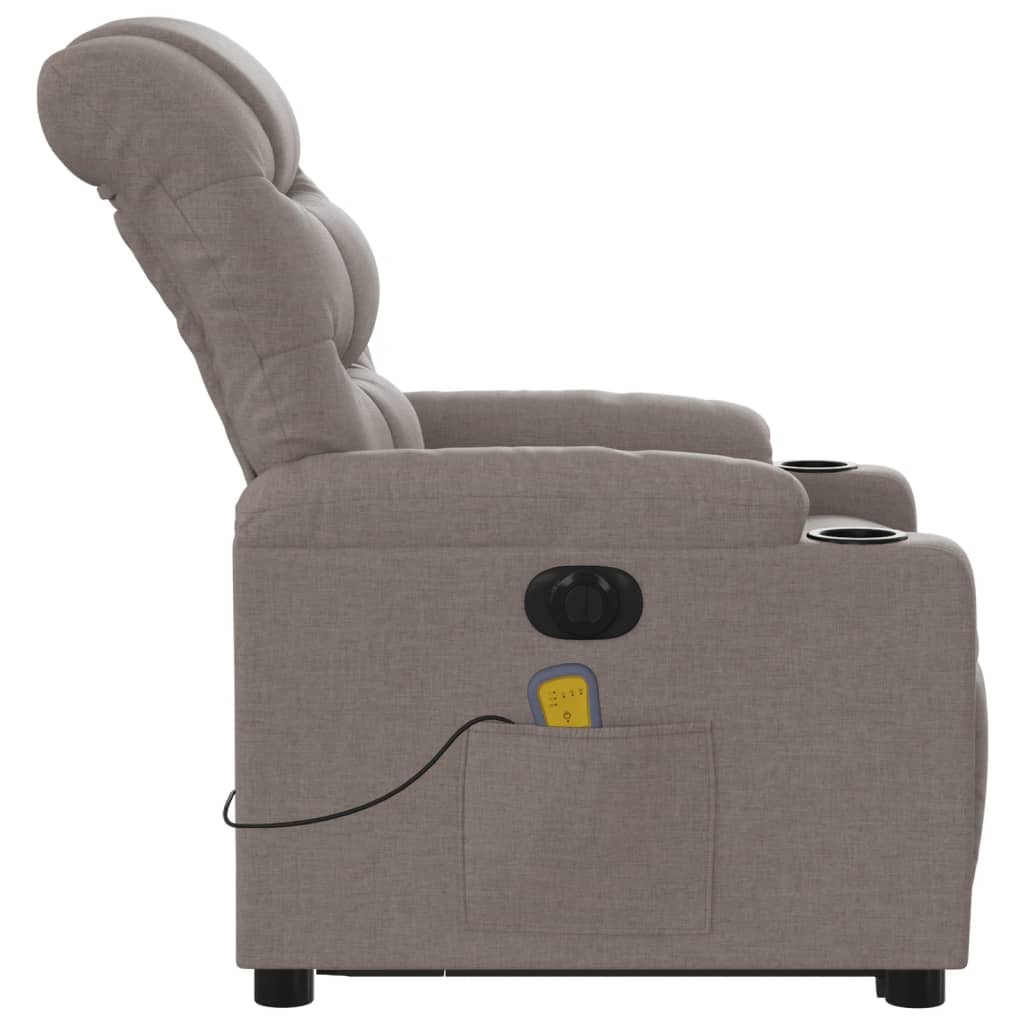 vidaXL Sillón de masaje eléctrico reclinable elevable tela taupé