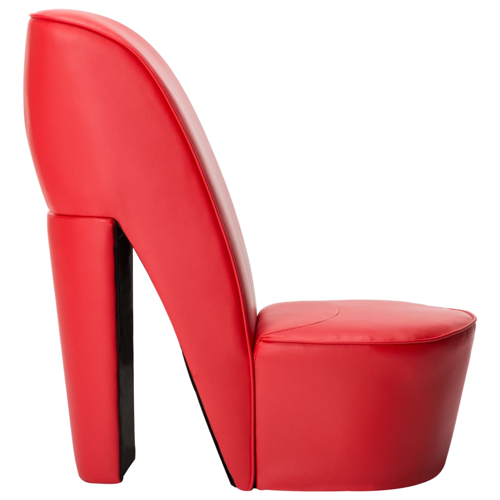 vidaXL Sillón con forma de zapato de tacón cuero sintético rojo