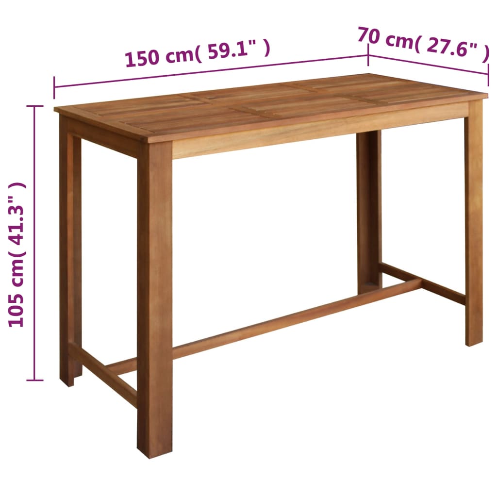 vidaXL Set mesa de bar y taburetes 7 piezas de madera de acacia maciza