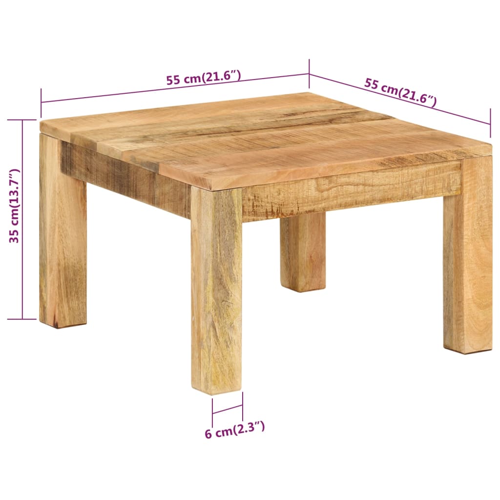 vidaXL Mesa de centro de madera maciza de mango 55x55x35 cm