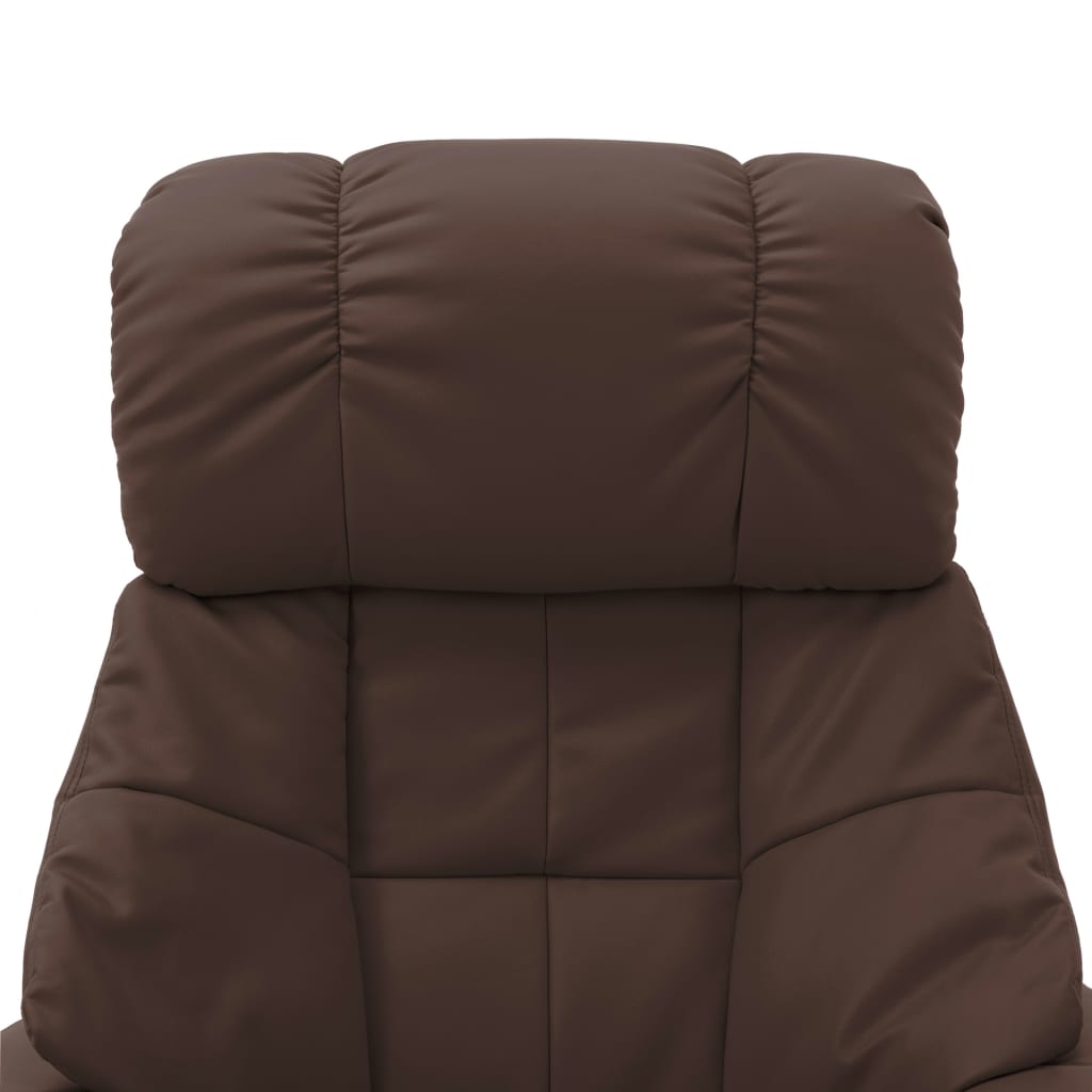 vidaXL Sillón reclinable masaje cuero sintético madera curvada marrón