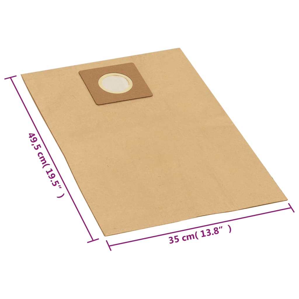 vidaXL Bolsas de papel para aspirador en seco y húmedo 10 uds marrón